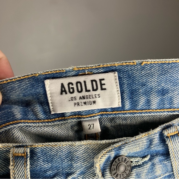 AGOLDE Light Wash Distressed Straight Leg Jeans 27 - Picture 3 of 4